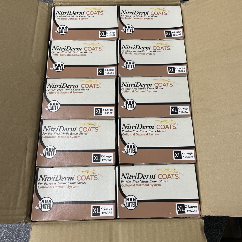 1 Case NitriDerm COATS Powder Free Nitrile Exam Glove Oatmeal Size XL 2000CT