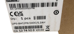 NEW PHOENIX CONTACT 12 74 52 0 POWER SUPPLY UPS-BAT/PB/24DC/1.2AH 1274520
