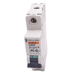 Merlin Gerin 24111 C60N-1P-2A-B Circuit Breaker, 277VAC Max, 2A, DIN Rail