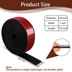 Neoprene Rubber Strips, 1″ Wide X 1/8″ Thick X 115″ Long Adhesive Solid Rubber