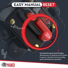 2 PACK 20 Amp Waterproof Circuit Breaker Auto/Marine/Solar 12-48V DC