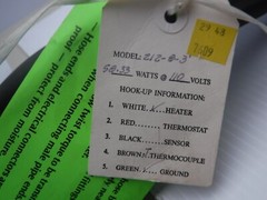 Technical Heaters Inc. Model No. 3′ Volts: 110 Phase: 1 Amps: 0.53
