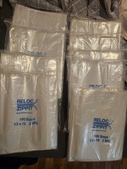 900 Zippit Reloc Bags 13 x 18 Clear 2 mil LARGE Reclosable Zip Seal Lock