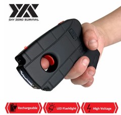 Pistol Grip Stun Gun Rechargeable Defender 10MV Flashlight Heavy Duty
