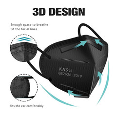 KN95 Face Masks 100 Pack,5-Ply Breathable Cup Dust Disposable Masks for Adult,Te