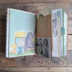 Handmade Junk Journal Vintage Textbook Cover Roads To Everywhere Blank Diary