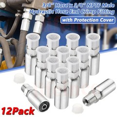 12 Pack 3/8″ I.D. Hose x 3/8″ NPTF Male Hydraulic Hose End Crimp Fittings A+++