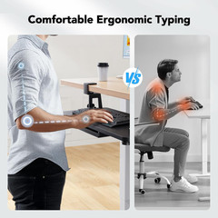 Large under Desk Keyboard Tray with Sturdy C-Clamp Mount, 26 (30.16″ Including C