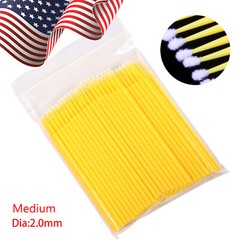 Dental Micro Applicator Brush Disposable Makeup Eyelash Brushes 2.0mm Yellow