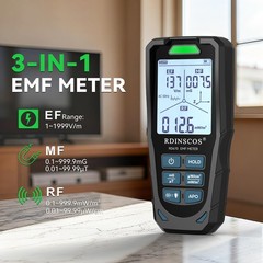 RDINSCOS EMF Detector, Detect All 3 Types of Electromagnetic Radiation Black