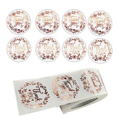 20 Count 1.5in Round Rose Gold Thank You Foil Self-Adhesive Stickers
