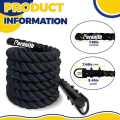 100% Polyester Climbing Rope with Hooks – Heavy Duty 1000LBS Load Capacity, 1…