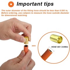 50 PCS 7328 Hose Ferrules, Brass Fitting, 0.656in ID x 1in Long, Repair, Air