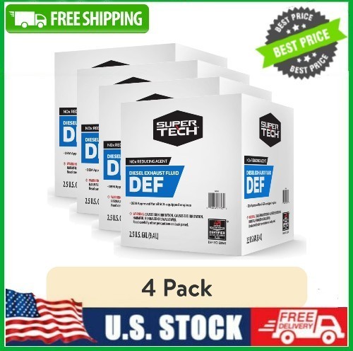 (4 pack) Super Tech DEF Diesel Exhaust Fluid, 2.5 Gal