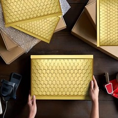 Gold Metallic Glamour Mailers Bubble Envelopes #0 6×10 Inches Pack of 50 Pieces