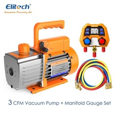 Elitech 2-in-1 HVAC Tool Kit with 3CFM Vacuum Pump Digtal Manifold Gauge