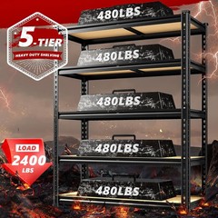 REIBII 5-Tier Heavy Duty Storage Shelves 2400LBS Capacity