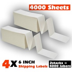 4000-20000 4×6 Fanfold Direct Thermal Shipping Labels for Zebra & Rollo Printers