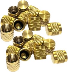 60Pcs Schrader Valve Caps Brass 1/4″ Flare Round HVAC Caps with Neoprene O-Ring