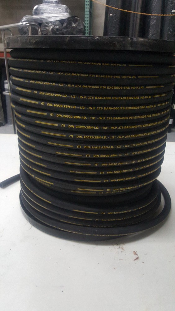HYDRAULIC HOSE100FT R2T06 3/8 SAE W.P. PSI 4800 2WIRE FREE SHIPPING