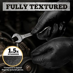 Heavy Duty Black Nitrile Gloves, 6 Mil, Fully Textured, Mechanic Disposable G…