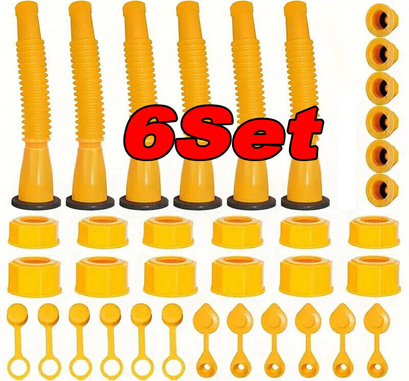6X Replacement Gas Can Spout Nozzle Vent Kit for Plastic Gas Cans Old Style Cap