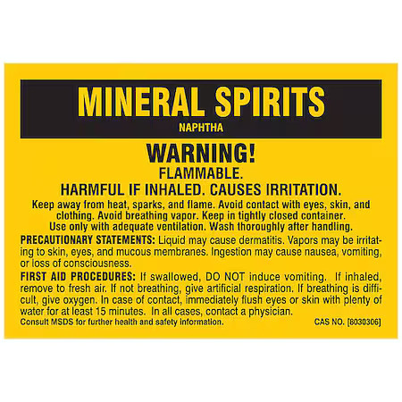 Brady 7287Qls Label, Mineral Spirits, Polyester, 5 In W, 3 1/2 In H