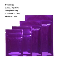 Multi-Size Both Sided Glossy Purple Foil Mylar Flat Zip lock Bag Wholesale P08
