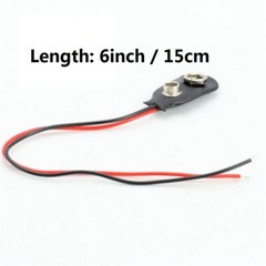 1/5/10 Pcs Snap 9V (9 Volt) Battery Clip Connector I Buckle Type Black w/ Cable