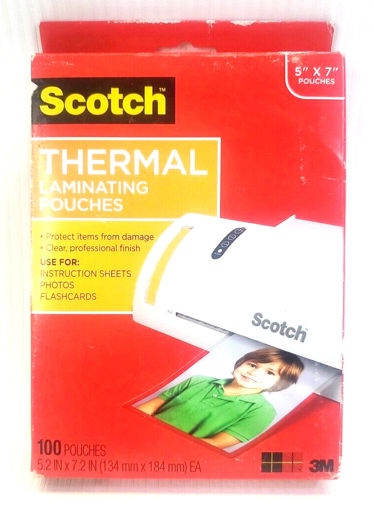 3M Thermal Laminating Pouches 5″x7″ Pack of 100 Pouches TP5903-100