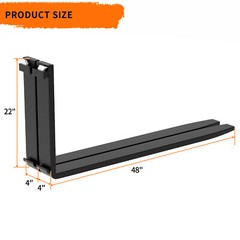 48″ 4000lbs Pallet Fork Blades for Kubota Bobcat Skid Tractors Loaders Steel 2X