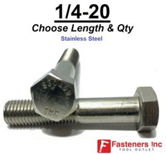 1/4″-20 Stainless Steel Hex Cap Screw Bolt (All Sizes & Qty’s) 18-8 / 304 Grade
