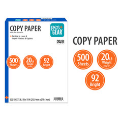 Pen + Gear Copy Paper, 8.5″ x 11″, 92 Bright, White, 20 lb, 1 Ream ,500 Sheets.