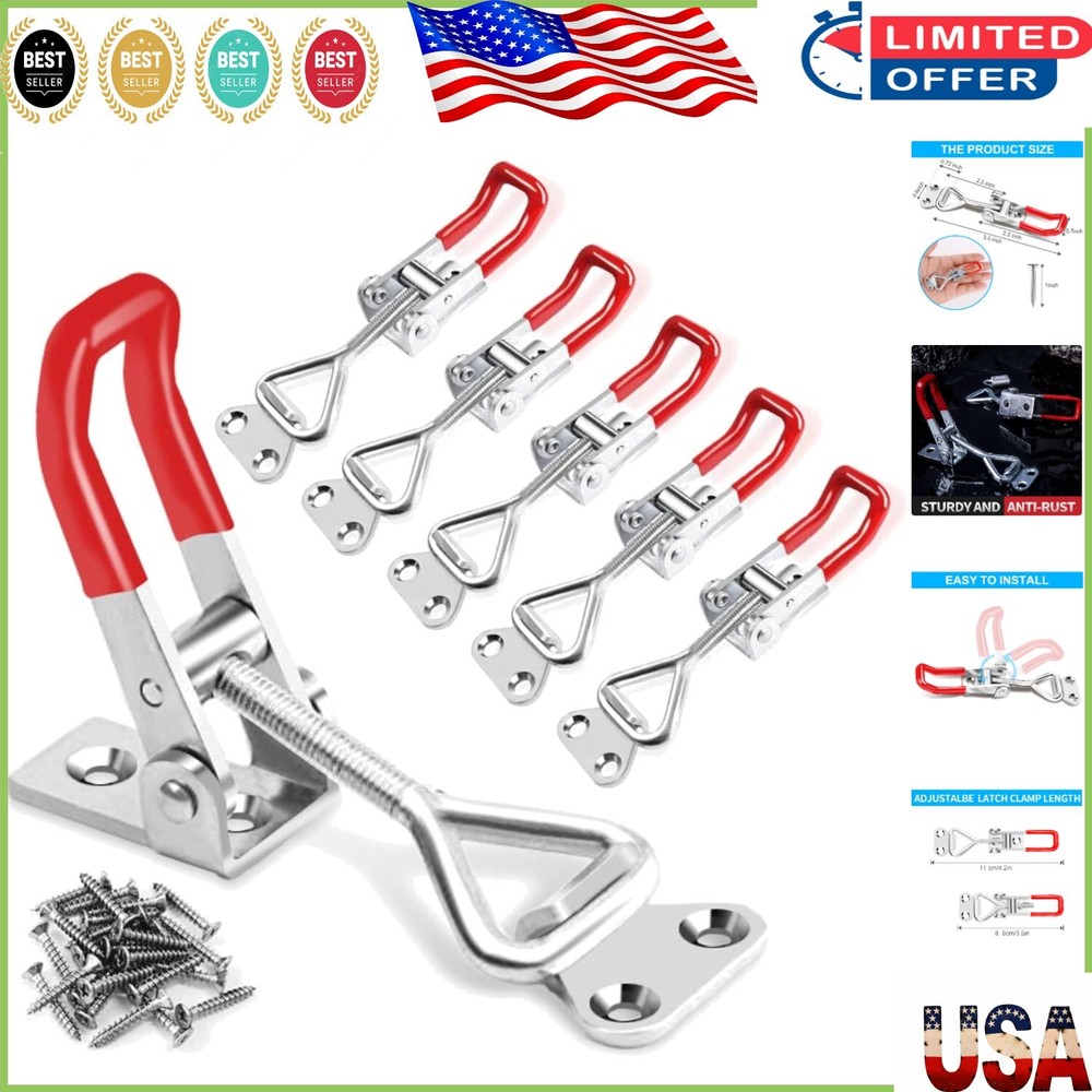 Adjustable Toggle Latch 6 Pack – 330Lbs Corrosion-Resistant Clamps with Screws