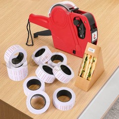 Red line Price Tag Gun Sticker 600 Labels Per Roll Refill Ink Roller For MX-5500
