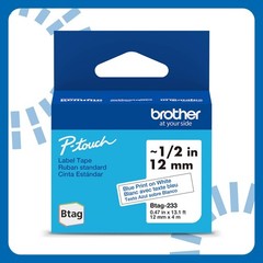 Brother Genuine P-Touch Btag BTAG233 Blue on Pack of 1, Print White