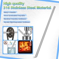 2 PCS 316 Stainless Steel Round Rod 3/8×11.8 Inch 9.5x300mm Solid Shaft