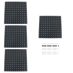 4 Pack 12″x12″ Heavy Duty Black Metal Pegboard Panels Pegboard Wall Organizer