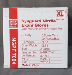 * 500 Pairs; SYNGUARD NGPF-7004 XL Nitrile Latex/Powder-Free Exam Gloves
