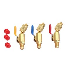 1/4″ SAE Angled Small Ball Valve 3PCS AC Refrigerant Charging Hoses