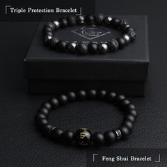 GDLKPYHS Black Obsidian Feng Shui Bracelet for Men – Tourmaline/Onyx/Hematite