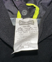 Occunomix High Visibility Saftey Work Bomber Jacket 3X LUX-TJBJ Hi Vis 3XL