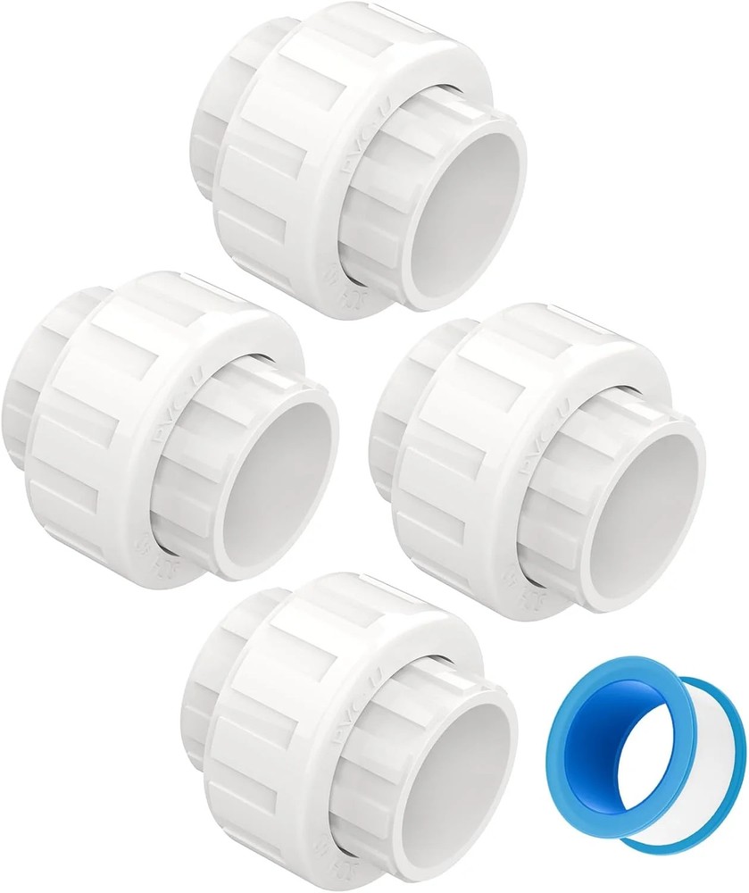 4 PCS 1″ PVC Union Coupling Pipe Fitting, Slip Joint Adapter PVC Connectors (Soc
