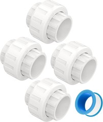 4 PCS 1″ PVC Union Coupling Pipe Fitting, Slip Joint Adapter PVC Connectors (Soc