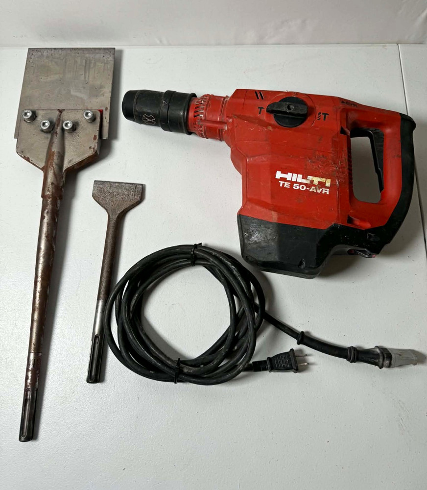 Hilti TE 50-AVR Combihammer SDS-Max Rotary Hammer Drill + 2 Chisels TESTED WORKS