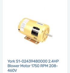 Baldor Reliance Blower Motor 2.4HP 1750 RPM 208-230/460V 3 Phase Inverter Ready