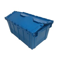 UBMOVE Storage Plastic Tote Crate Attached Lid Flip Top, 27″x16.9″x12.5″ Color C