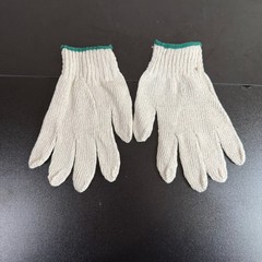 Cotton Knit Work Gloves Natural Off-White Green Cuff 4 Pair Lot