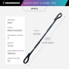 Sandbaggy 8″ Heavy-Duty S-Panel Tie – Concrete Loop Ties – Construction Grade