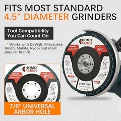 HOMO FABER 12 Pack 4.5″ Strip Discs 7/8″ Arbor Grit 46 Sanding Discs